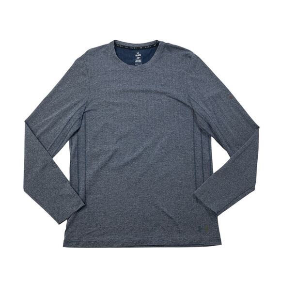 Under Armour Shirt Mens L Large Fitted Navy Rush Seamless Long Sleeve Gym Train - Picture 1 of 8